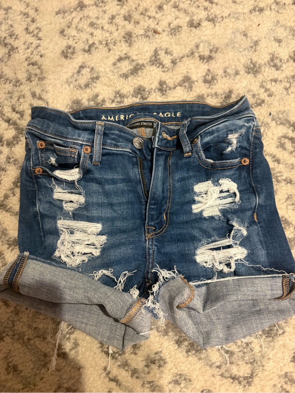 American Eagle Outfitters Distressed Blue Denim Cutoff Shorts